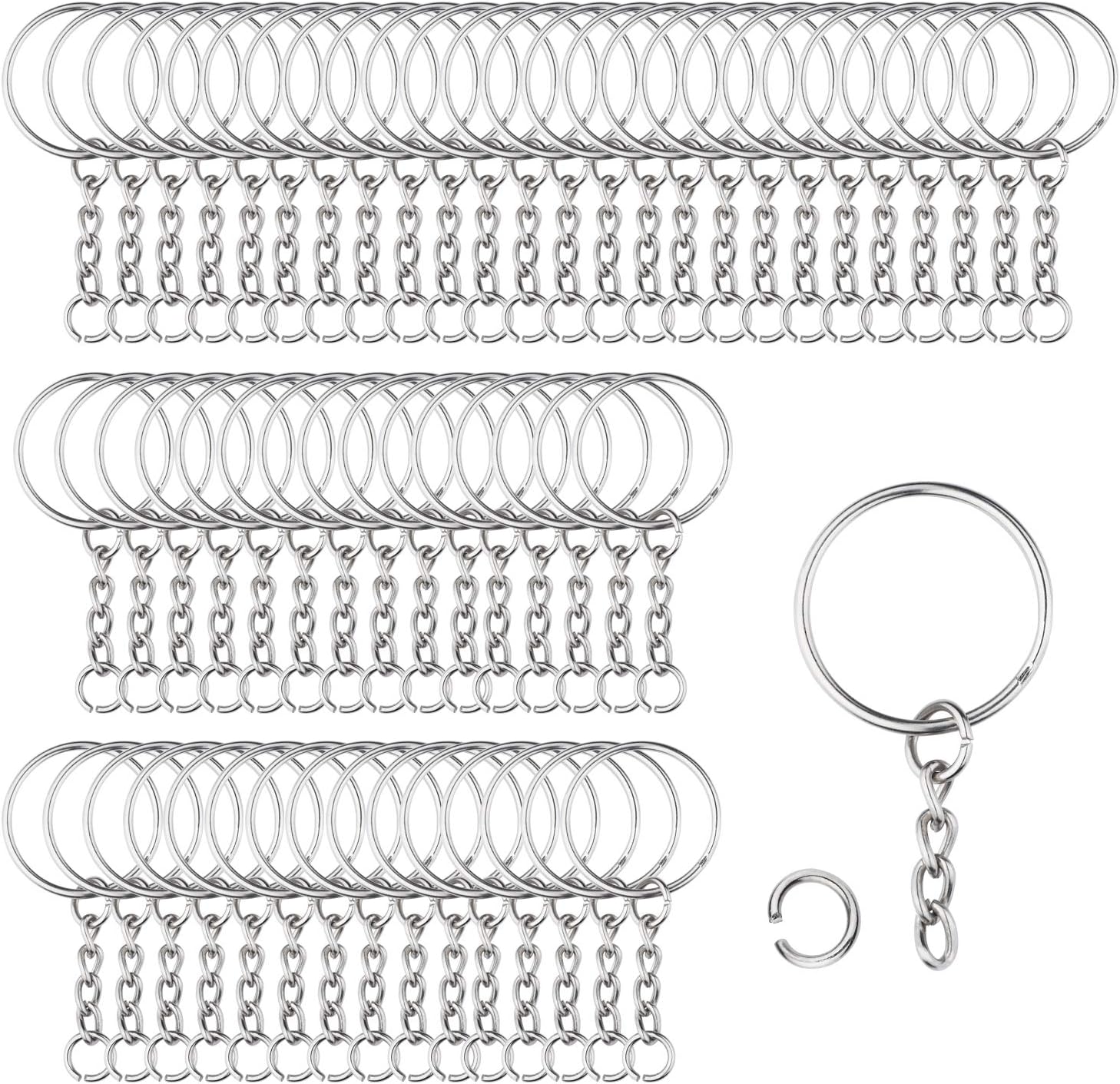 Schlüsselringe – aus Metall, 100 Stück, 25mm, silber