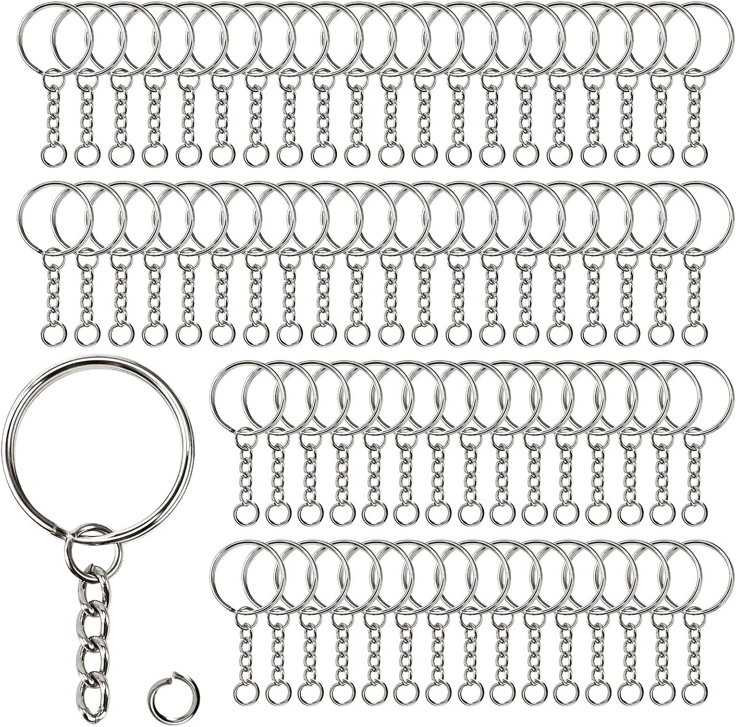 Schlüsselringe – 140 Stück, 70 Stück, 25mm, silber