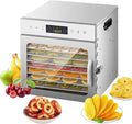 Edelstahl Dörrautomat, 8 Einschübe, 24h Timer, Temperaturregelung 35-95°C, LCD-Anzeige, ideal für Obst, Fleisch, Gemüse